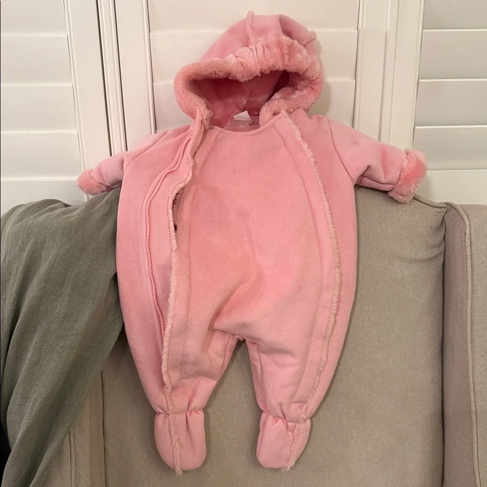 Pink Hooded Baby Snowsuit - Picture 3 of 7